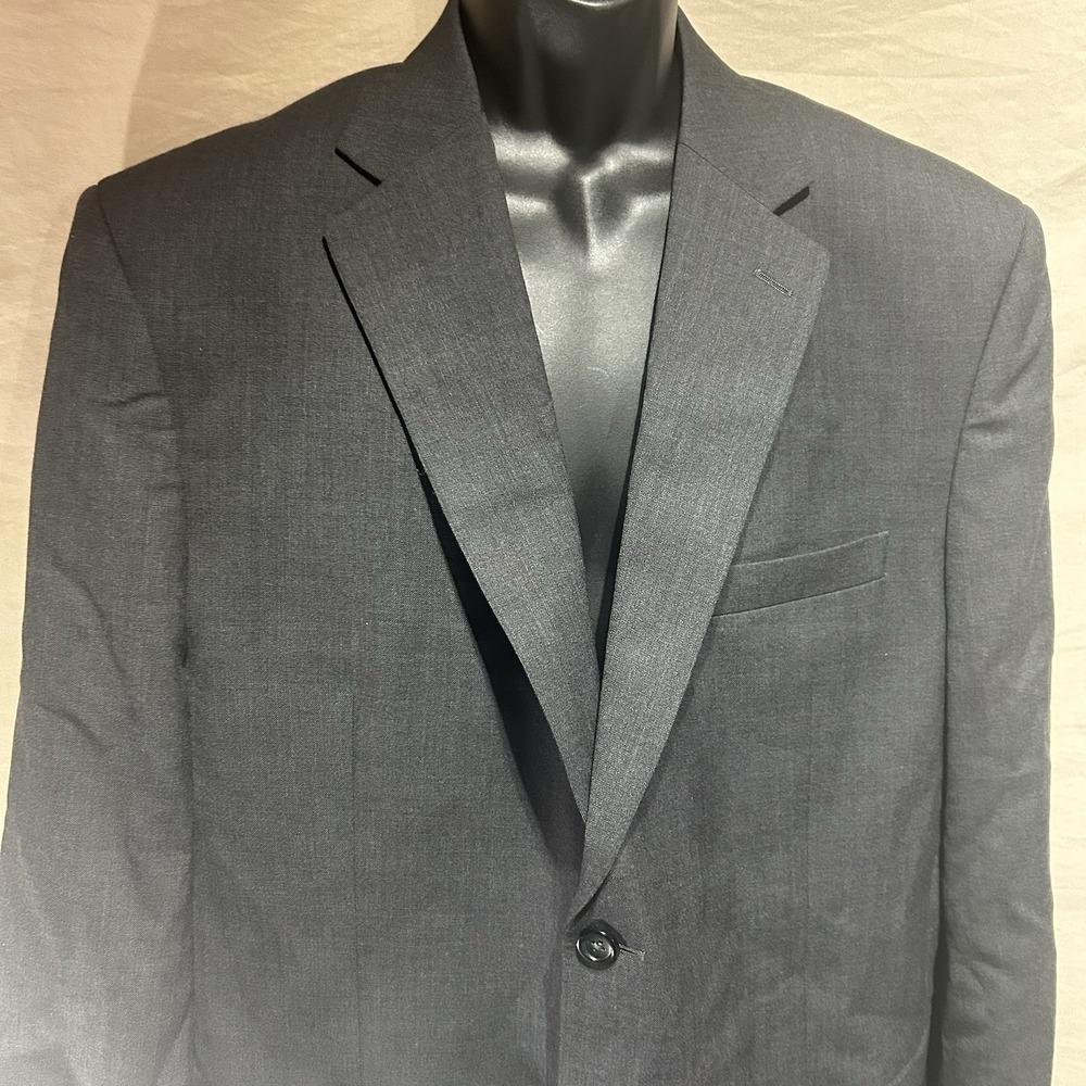 Joseph & Feiss Int Suit Jacket Blazer 46R Charcoal Grey 100% Wool 2 Button